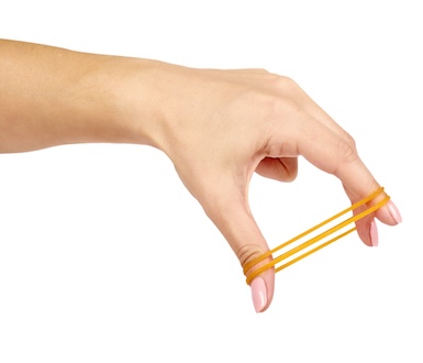 Rubber band on fingers